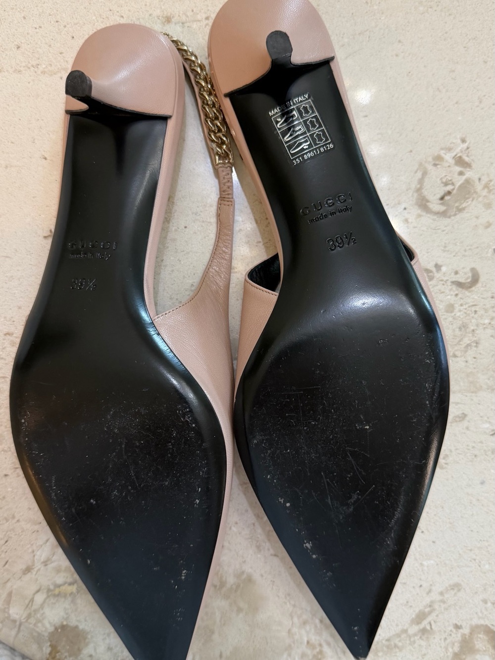 Gucci Women's Nude Slingback Pumps with Gold Accent - Picture 6 of 6